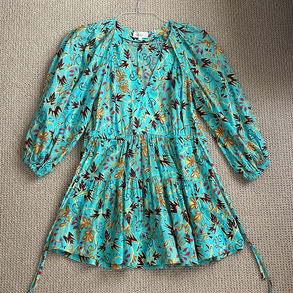 A.L.C. Turquoise Floral Mini Dress